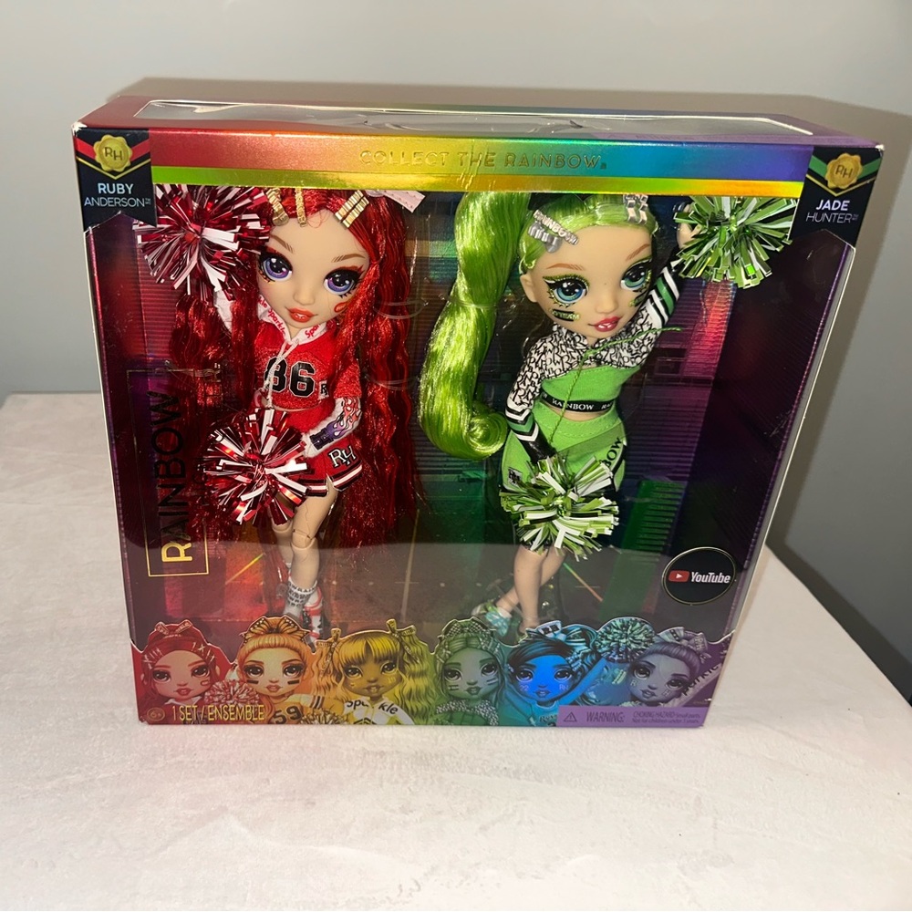 Rainbow Cheerleader Dolls - Red and Green